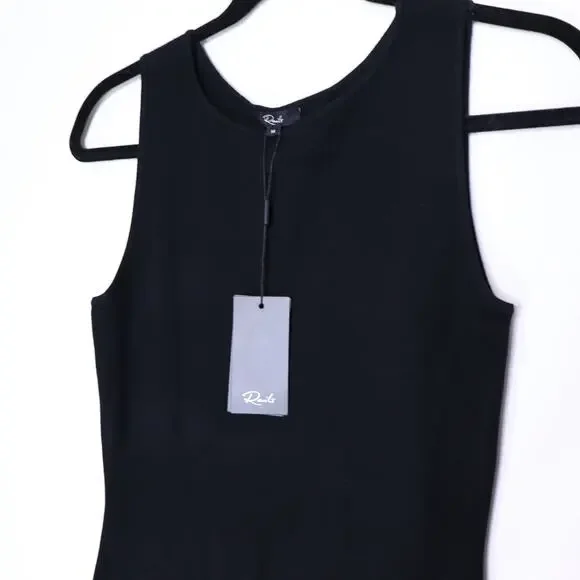 RAILS NEW Alessia A-Line Maxi Dress Black Mesh Pleated Heavy Knit Women's M - Picture 6 of 11